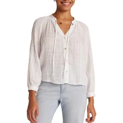 Sheer Textured Button-Down Top