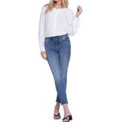 Sheri Slim Raw Hem Denim Ankle Jeans