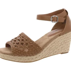 Sheryy Faux Leather Peep Toe Wedge Sandals