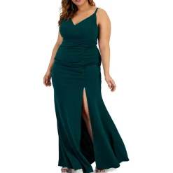 Shirred Crepe Evening Dress