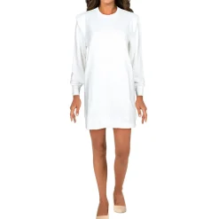 Shoulder Pads Crew Neck Sweatshirt Dress