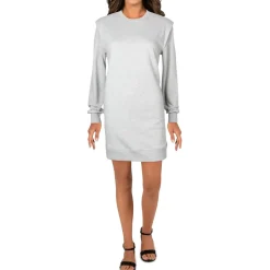 Shoulder Pads Crew Neck Sweatshirt Dress