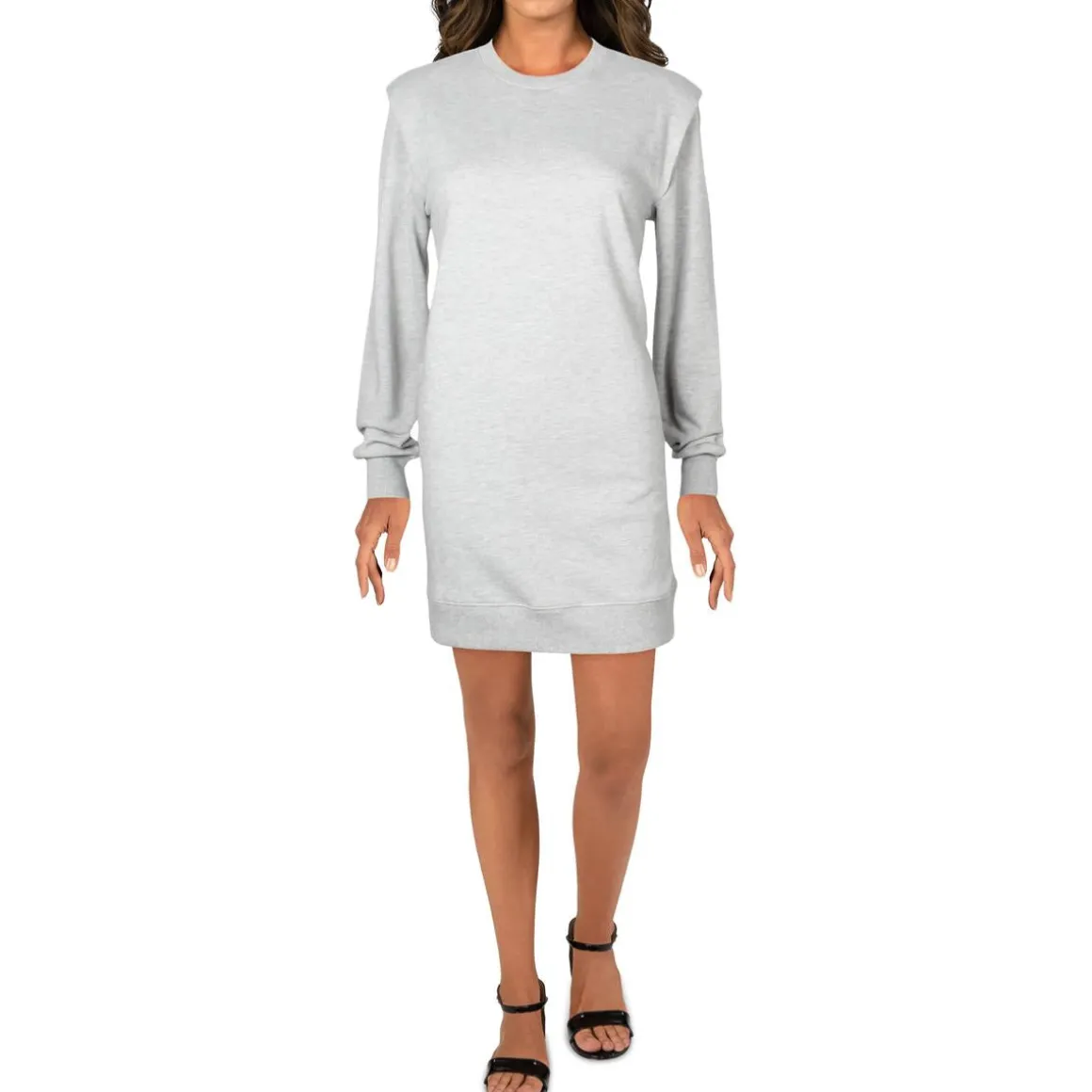 Shoulder Pads Crew Neck Sweatshirt Dress