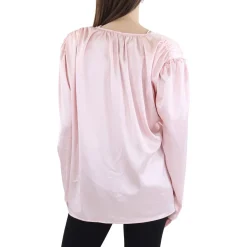 Shoulder Pads High Low Button-Down Top