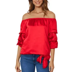 Side Tie Satin Blouse