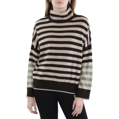 Silk Blend Striped Mock Turtleneck Sweater