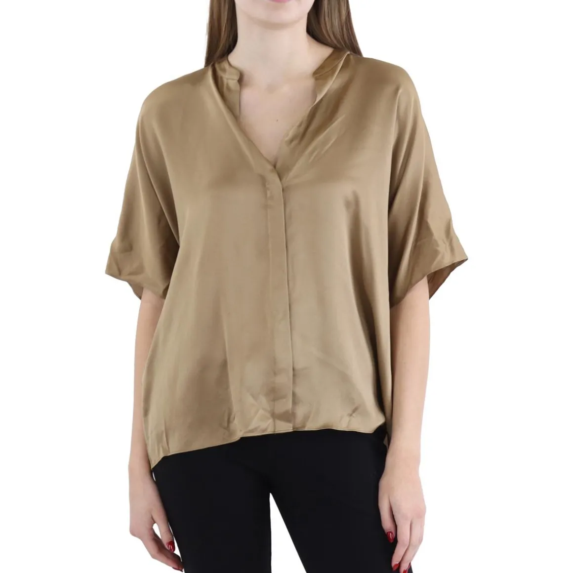 Silk Button Front Blouse