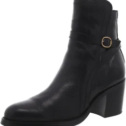 Simona Leather Block Heel Ankle Boots