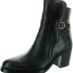 Simona Leather Block Heel Ankle Boots