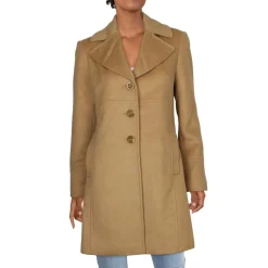 Single Breasted Wool Blend Walker Coat with Notch Collar