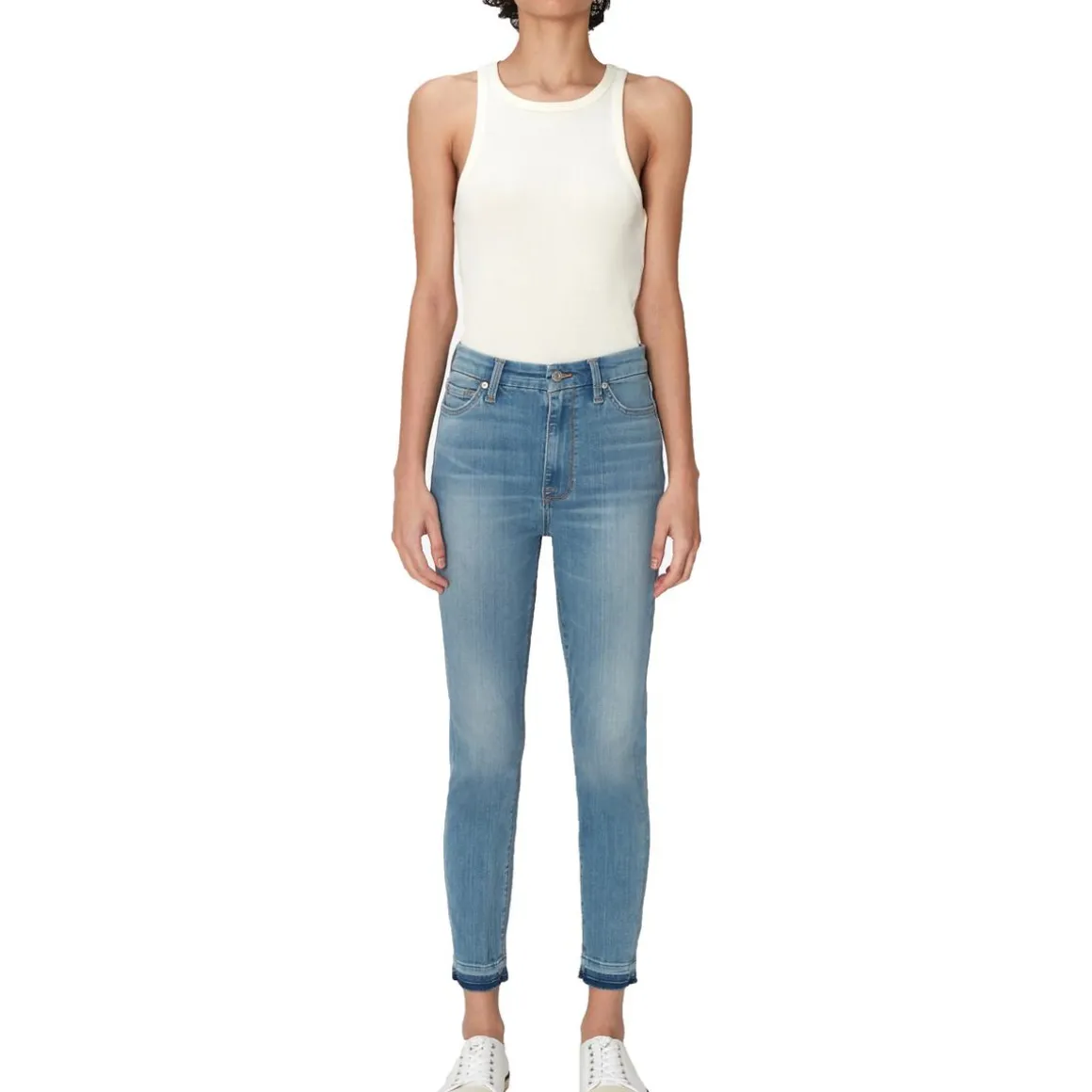 Slim Illusion Raw Hem Denim Skinny Jeans