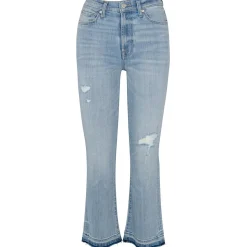 Slim Kick Distressed Denim Bootcut Jeans