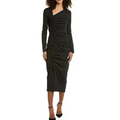Slit Shirred Midi Dress