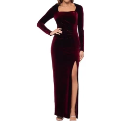 Slit Velvet Evening Dress