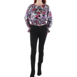 Smocked Floral Print Flounce Sleeve Blouse