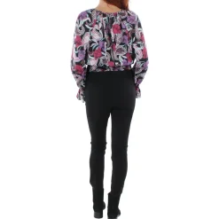 Smocked Floral Print Flounce Sleeve Blouse