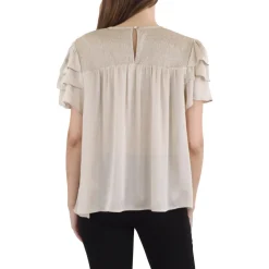 Smocked Satin Pullover Top