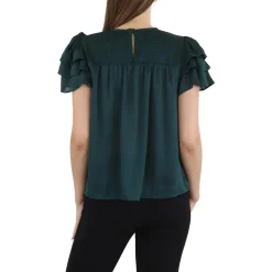 Smocked Satin Pullover Top