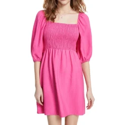 Smocked Square Neckline Fit & Flare Dress