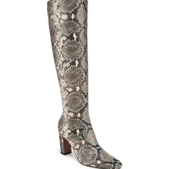 Snake Print Knee-High Boots