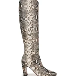 Snake Print Knee-High Boots