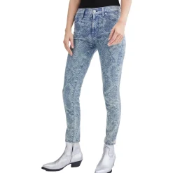 Snake Print Denim Skinny Jeans