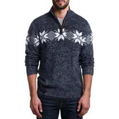 Snowflake Zipper Cotton Pullover Sweater