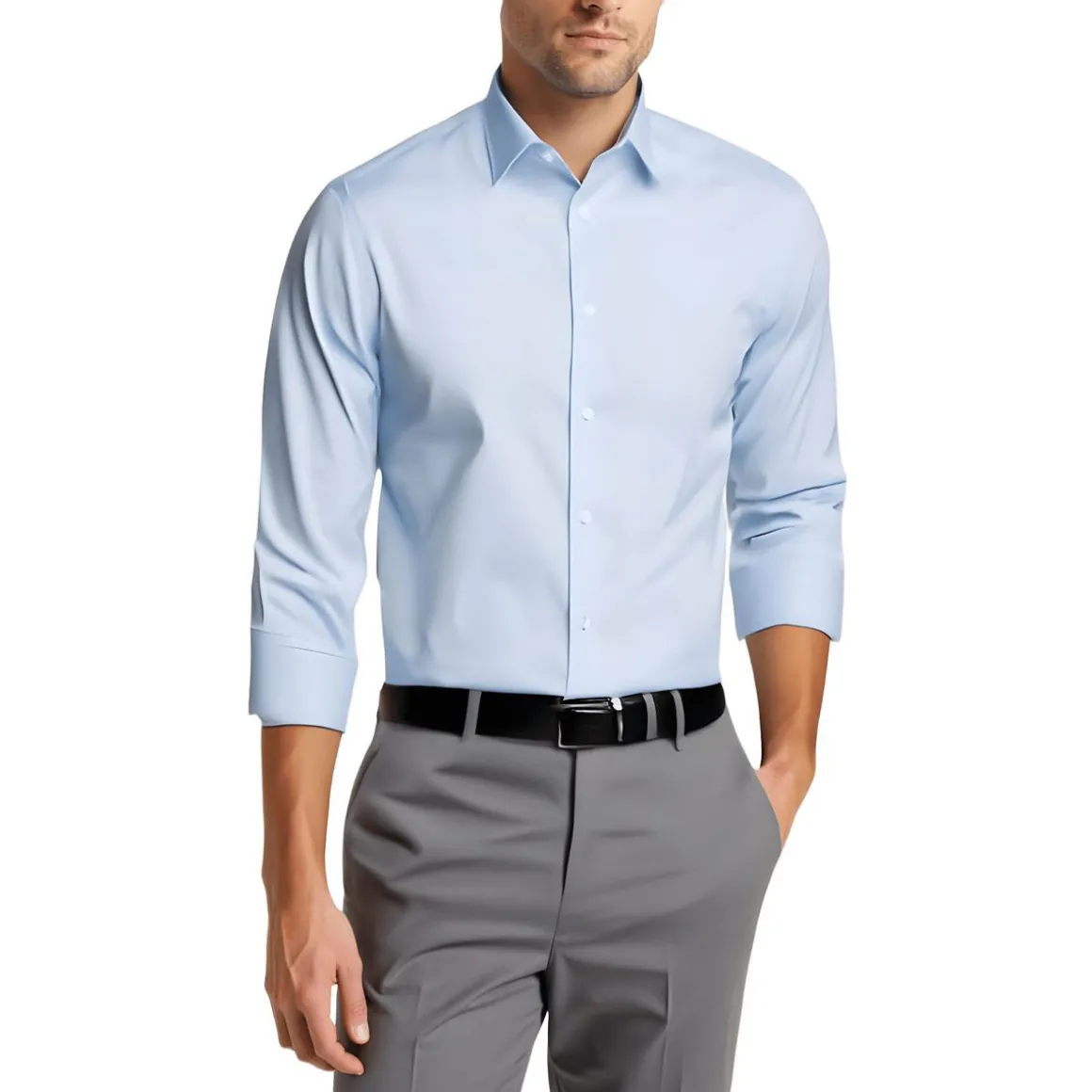 Solid Cotton Button-Down Shirt