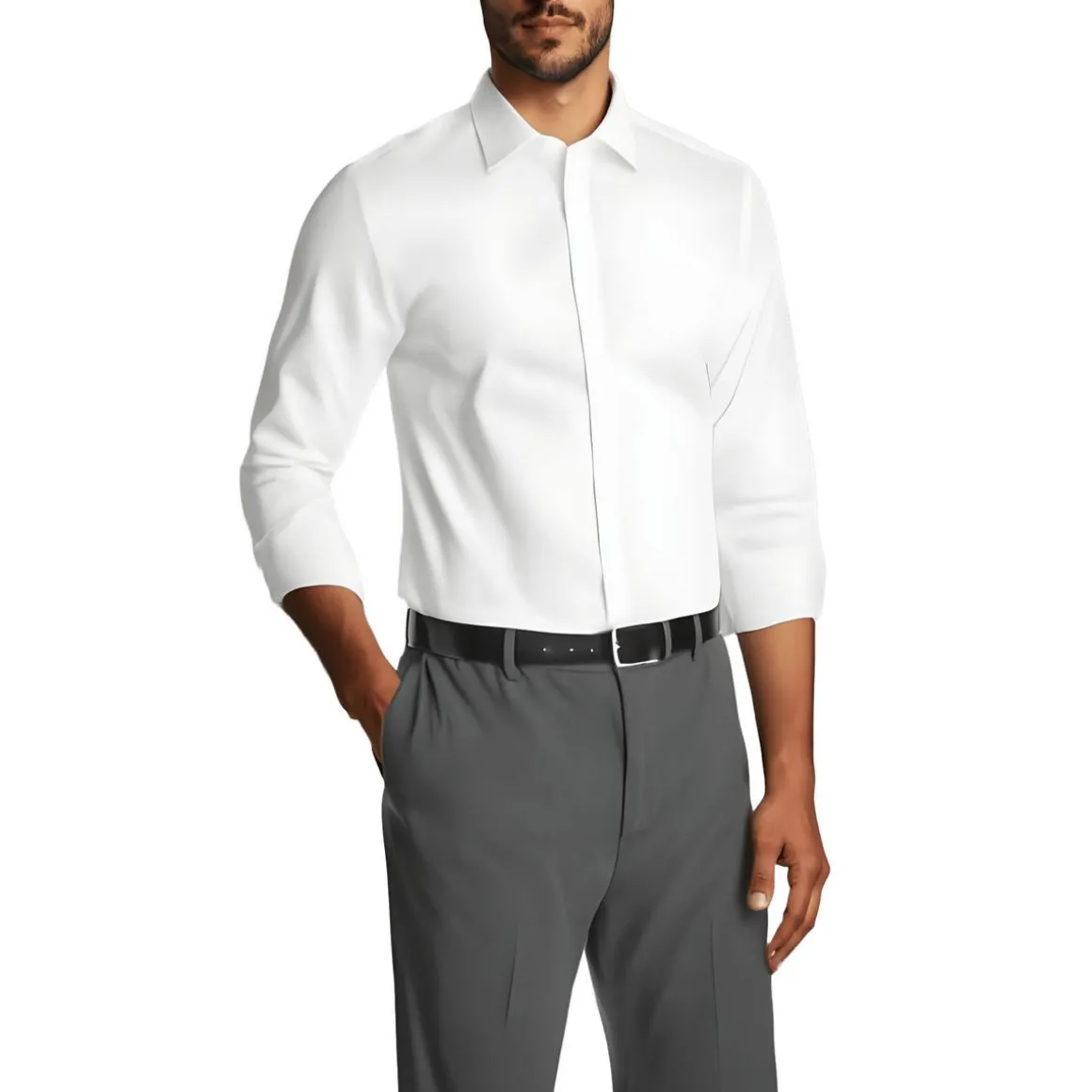 Solid Cotton Button-Down Shirt