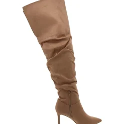 Solid Faux Suede Knee-High Boots