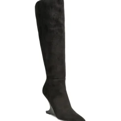 Solid Faux Suede Knee-High Boots