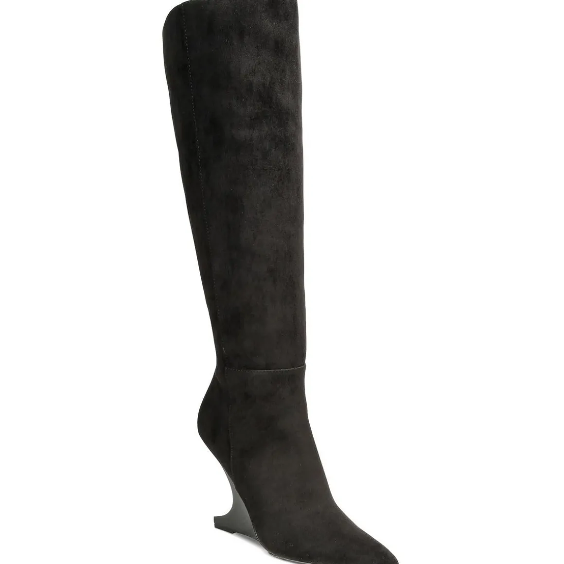 Solid Faux Suede Knee-High Boots