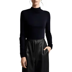 Solid Knit Funnel-Neck Sweater