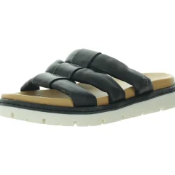 Solid Leather Slide Sandals