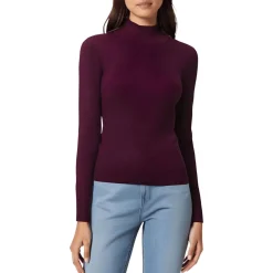Solid Rayon Mock Turtleneck Sweater
