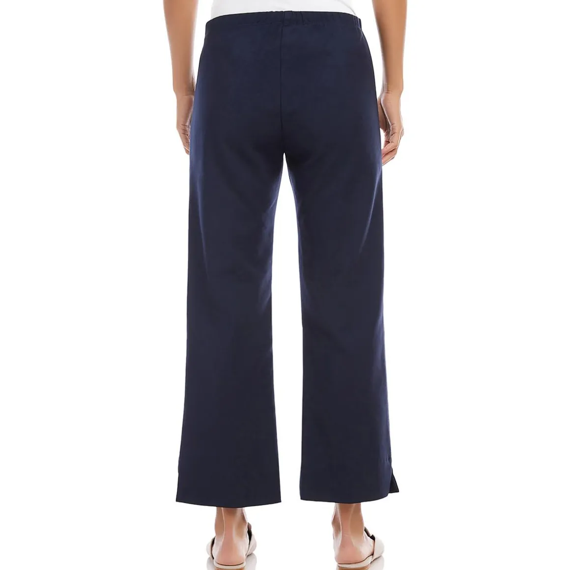 Solid Side Zip Cropped Pants