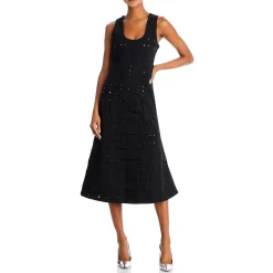 Solid Woven Midi Dress