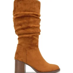 Sonia Faux Suede Almond Toe Knee-High Boots