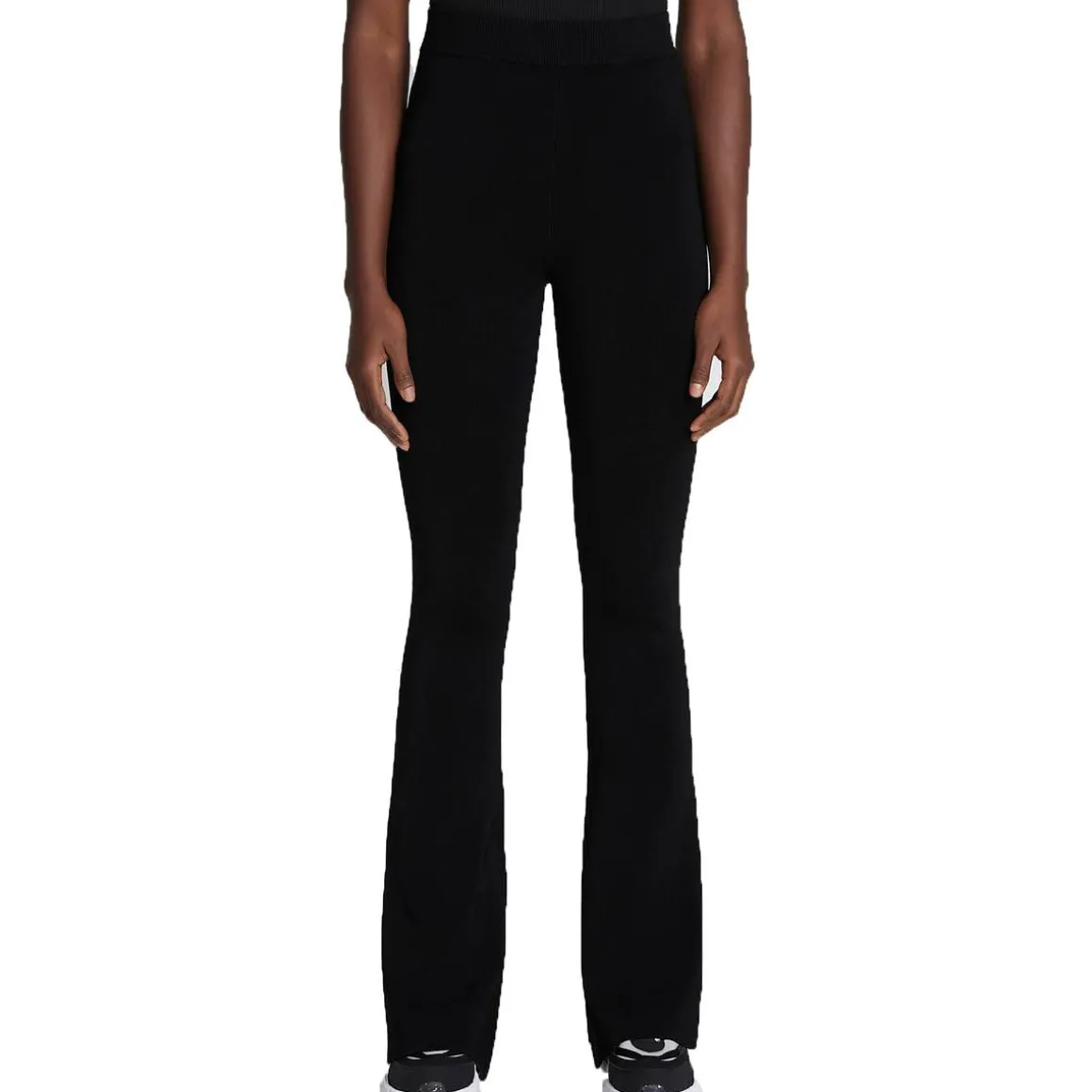 Split Hem Ribbed Knit Bootcut Pants