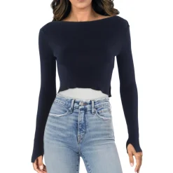 Split Hem Ribbed Knit Crop Sweater