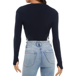 Split Hem Ribbed Knit Crop Sweater