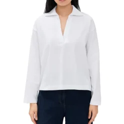 Split Neck Long Sleeve Pullover Top