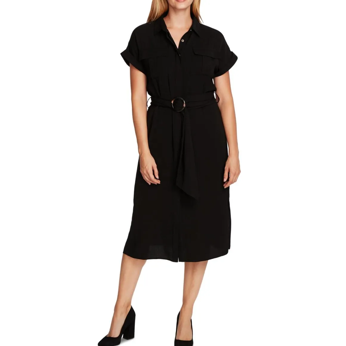 Spring Safari Rumpled Twill Pocket Shirtdress