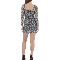 Square Neck Sheer Mini Dress