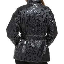Stand Collar Animal Print Puffer Jacket
