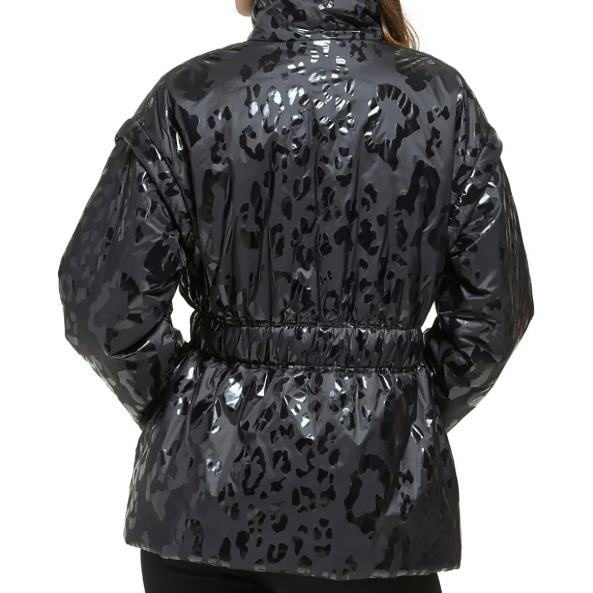 Stand Collar Animal Print Puffer Jacket