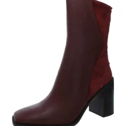 Steviena Zipper Leather Mid-Calf Boots