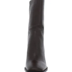 Steviena Zipper Leather Mid-Calf Boots