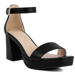 Strappy Faux Leather Block Heels