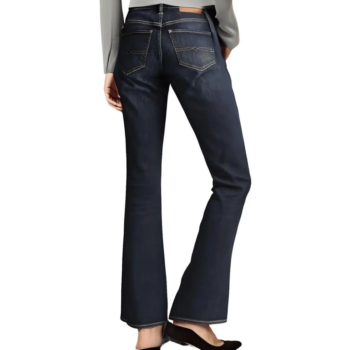 Stretch Denim Straight Leg Jeans